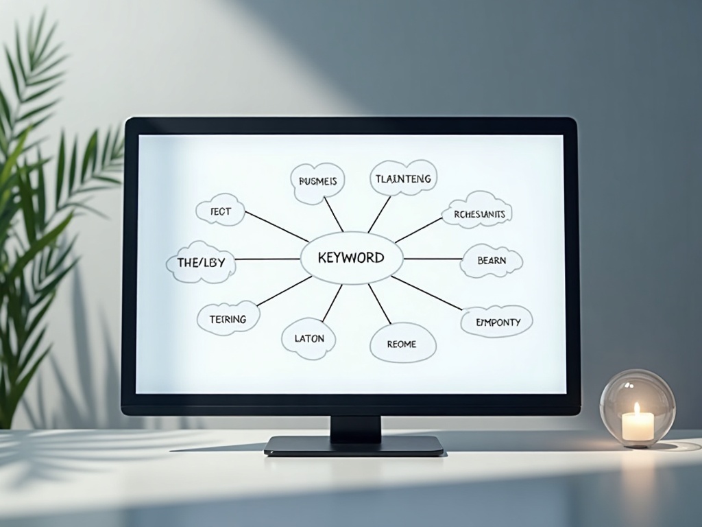 sơ đồ cụm chủ đề (topic cluster) / bản đồ từ khoá trên màn hình